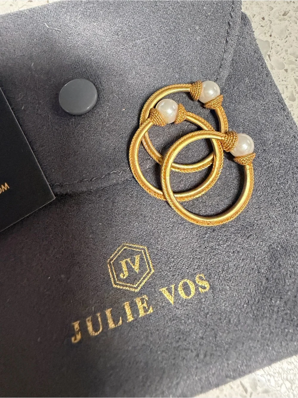 Julie Vos Gold-Tone Hoop Drop Earrings with Pearl Accent - Gold